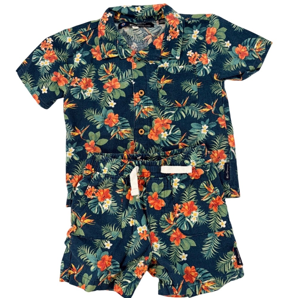 Ben Sherman Toddler Boys‎ 2T Tropical Hawaiian Matching Set Shirt Shorts Outfit